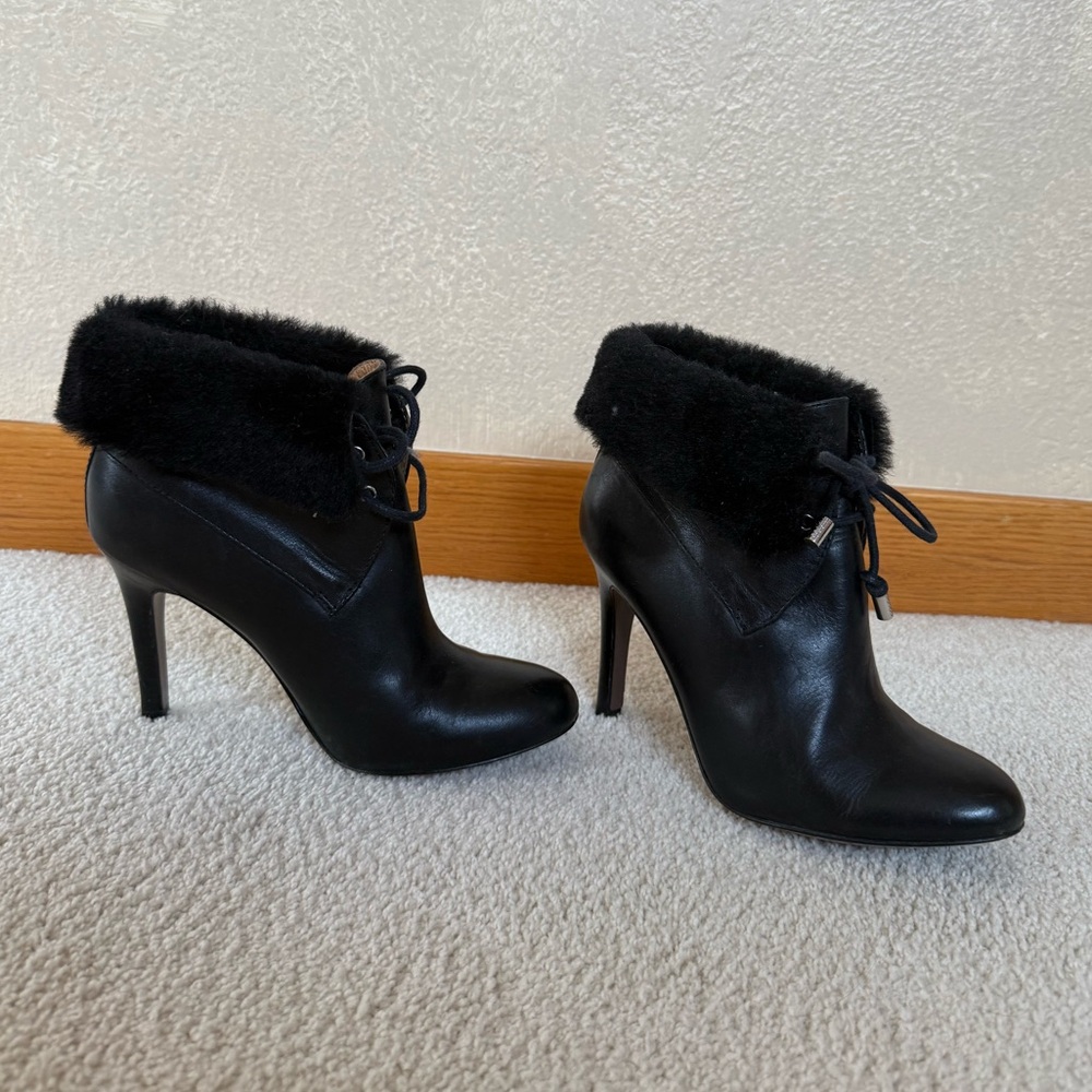 Coach Black Fur-Trimmed Stiletto Boots